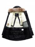 Парка зимняя подростковая для мальчика с капюшоном и мехом черного цвета 9535Ch