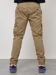 Джинсы карго мужские с накладными карманами бежевого цвета 2413B