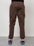 Джинсы карго мужские с накладными карманами коричневого цвета 2422K