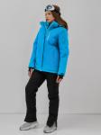 Горнолыжная куртка женская зимняя синего цвета 7015_1S
