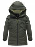 Парка зимняя подростковая для мальчика с капюшоном цвета хаки 9533Kh