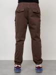 Джинсы карго мужские с накладными карманами коричневого цвета 2417K