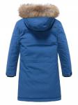 Парка зимняя подростковая для мальчика с капюшоном и мехом синего цвета 9537S