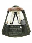 Парка зимняя подростковая для мальчика с капюшоном и мехом цвета хаки 9535Kh