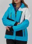 Горнолыжная куртка женская зимняя синего цвета 7081S