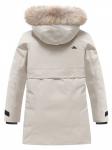 Парка зимняя подростковая для девочки с капюшоном и мехом бежевого цвета 9534B