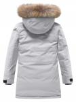 Парка зимняя подростковая для девочки с капюшоном и мехом серого цвета 9532Sr