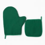 Набор кухонный «Этель» New year collection цвет зелёный, варежка 18?29 см, прихватка 19?19 см,100% хлопок