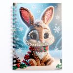 Алмазная мозаика на новый год с частичным заполнением для детей на блокноте «Зайка», 11?15 см, 48 листов, набор для творчества