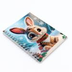 Алмазная мозаика на новый год с частичным заполнением для детей на блокноте «Зайка», 11?15 см, 48 листов, набор для творчества