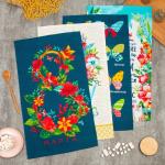 Набор кухонных полотенец Доляна «8 Марта», 35?60 см-4 шт., 100% хл