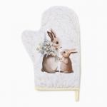 Варежка-прихватка «Доляна. Зайчата», 20?28 см, 35% хлопок, 65% п/э, ватин 250 г/м?