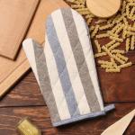 Варежка-прихватка «Доляна. Полоса», серый/синий, 28?17 см, 50% п/э, 50% хлопок