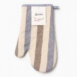 Варежка-прихватка «Доляна. Полоса», серый/синий, 28?17 см, 50% п/э, 50% хлопок