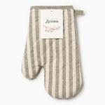 Варежка-прихватка «Доляна. Полоса», зелёная, 25?17 см, 50% п/э, 50% хлопок
