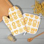 Набор Кухонный Этель «Yellow garden», варежка-прихватка 20?27 см, прихватка 19?19 см, 100% хлопок (МИКС)
