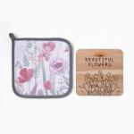 Набор кухонный «Маки»: прихватка 19?19 см, подставка под горячее