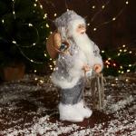 Дед Мороз под ёлку «Зимнее волшебство. Новогодняя игрушка в блестящей шубе», 28 см, серебристый