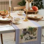 Дорожка на стол «Этель. Уютные коты», 40?146 см, 100% хлопок, саржа 190 г/м?, бежевая/синяя