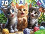 ПАЗЛЫ 70 элементов. ТРИ КОТЕНКА С КЛУБКАМИ  (арт.УК70-0231)