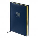 Ежедневник датированный 2026г., А5, 176л., твердый переплет, кожзам, BG Dallas. Blue, синий, фольгированный срез, DdА5_09315