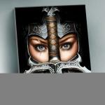 BQH0001 ВОИТЕЛЬНИЦА ФЭНТЕЗИ  40Х50  ЧЁРНЫЙ ХОЛСТ ПОТАЛЬ ПЛАТИНА  15 цветов