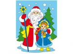 Холст с красками 18х24 см по номерам. Дед Мороз и внучка (Арт. ХК-6142)
