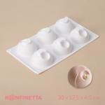 Форма для муссовых десертов и выпечки KONFINETTA «Десерт с фруктами», 30?17.5?4.5 см, 6 ячеек (d=7 см), силикон, белая