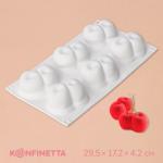 Форма для муссовых десертов и выпечки KONFINETTA «Вишенки», 29.8?17.2?4.2 см, 6 ячеек (8?5 см), силикон, белая