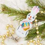 Ёлочная игрушка «Зайчик с барабаном» h=9.6 см