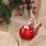 Ёлочные игрушки 2 шт. «Зимнее волшебство. Улыбчивый олень» пластик, 10?5 см, красный