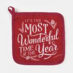 Набор новогодний новогодний кухонный Happy new year: варежка-прихватка 20?28 см, прихватка 17?17 см