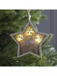Ёлочная игрушка «Звезда в снежинках», 13?13?1 см, 3 LED, от батареек, свечение тёплое белое