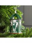 Ёлочная игрушка «Зелёный фонарь с оленем», 13?9?9 см, от батареек, свечение тёплое белое