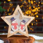 Декор новогодний с подсветкой «Снеговики», 2.3?19.7?19.7 см, свечение желтое