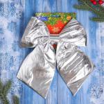 Ёлочная игрушка «Зимнее волшебство. Бант лоск» пластик, 24?26 см, серебро