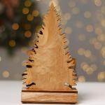 Декор с подсветкой «Ёлочки и олень с колокольчиком», 13.5?5?22 см, зелёный