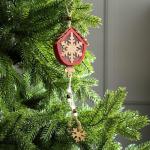 Ёлочная игрушка «Домик со снежинкой», 9?8?4 см, от батареек, свечение тёплое белое