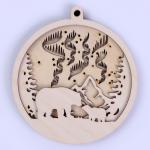 Елочная игрушка под роспись «Белые медведи», деревянная