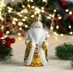Ёлочная игрушка «Дед Мороз» снежинки, h=12 см, ручная роспись, золото