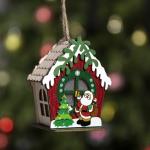 Ёлочная игрушка «Избушка Санты», 9.5?9?6 см, 1 LED, от батареек, свечение тёплое белое