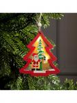 Ёлочная игрушка «Красная ёлочка с Дедом Морозом», 10?10?1 см, 3 LED, от батареек, свечение тёплое белое