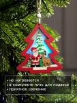 Ёлочная игрушка «Красная ёлочка с Дедом Морозом», 11?11?1.5 см, от батареек, свечение RGB