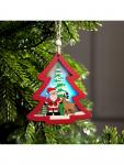 Ёлочная игрушка «Красная ёлочка с Дедом Морозом», 11?11?1.5 см, от батареек, свечение RGB