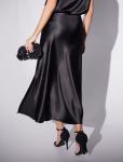 Юбка миди с разрезом из струящегося плотного сатина