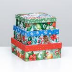Коробки новогодние подарочные 3 в 1 «С Новым годом», 19?19?7.5 - 14?14?4 см