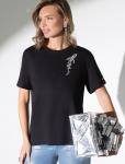 Нарядная футболка с принтом пайетками из премиального хлопка с эластаном