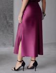 Юбка миди с разрезом из струящегося плотного сатина