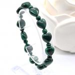 Браслет из сердечек натурального малахита 11*11мм, 17см, 23г