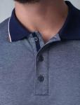 Футболка поло с воротником на пуговицах из полотна пике с меланжевым плетением с эластаном